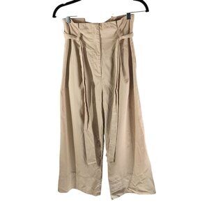 Antonio Melani Womens Pants High Rise Paper Bag Waist Wide Leg Belted Beige 2